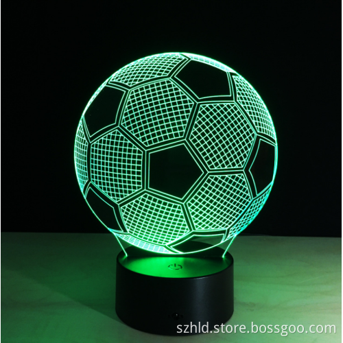 Led Football soccer 3d acrylic mini night light Football decoration desk lamp with battery power